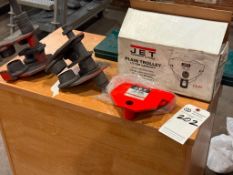 (3) ASSORTED 1/2 TON PLAIN TROLLEY MECHANISMS, (2) JET, (1) WESCO