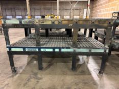 (2) STACKED AND WELDED WELDSALE 8 LEG ACORN WELDING TABLES