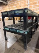 (2) STACKED AND WELDED WELDSALE 8 LEG ACORN WELDING TABLES