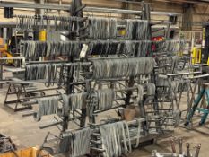 (3) RACKS OF STEEL RACK DRYING RACKS, FULL OF HANGER HOOKS