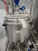 2016 50 GALLON STAINLESS STEEL JACKETED SPLIT LID AGITATED TANK W/ ALFA LAVAL HEAT EXCHANGER