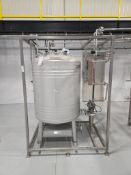 2017 250 GALLON STAINLESS STEEL PRESSURE TANK W/ ALFA LAVAL HEAT EXCHANGER & SKID COMPONENTS