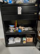 CONTENTS OF 2 DRAWERS AND 2 SHELVES - PNEUMATIC ACTUATORS, MANUAL FLOW VALVES, SPARE PARTS