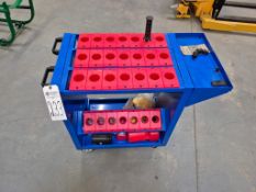 VEVOR 35-STATION CNC TOOL STORAGE CART FOR CAT40/BT40 TOOL HOLDERS - BLUE