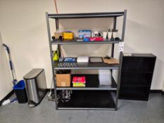 ASSORTED OFFICE SHELVES (CONTENTS INCLUDED) AND ASSORTED OFFICE SUPPLIES