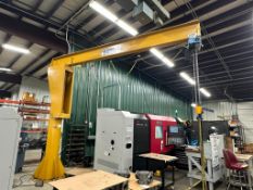 GORBEL 2-TON FLOOR MOUNTED JIB CRANE WITH ELECTRIC CHAIN HOIST