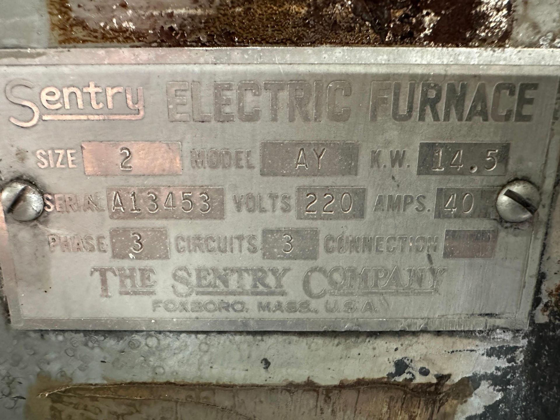 SENTRY MODEL AY-2 ELECTRIC HARDENING FURNACE SPECIFICATIONS: BRAND: THE ...