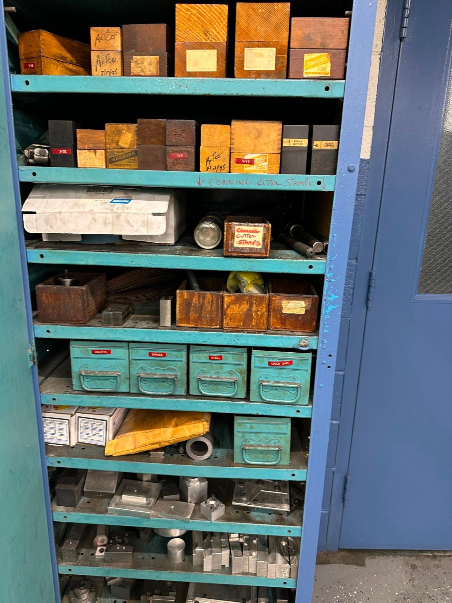 INDUSTRIAL STORAGE CABINET WITH LARGE ASSORTMENT OF END MILLS, TAPS ...
