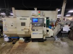 1996 OKUMA IMPACT LU15-W 4-AXIS, TWIN TURRET CNC LATHE WITH 1995 LNS QUICK-LOAD BAR FEEDER
