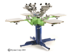 COMPLETE SCREEN PRINT SETUP: RILEY HOPKINS 6X4 PRESS, CONVEYOR & FLASH DRYER, LED EXPO UNIT