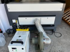 100W LASER ENGRAVING MACHINE W/ DUAL HEADS, AIR PURIFIER, AND CHILLER - CUSTOMIZED