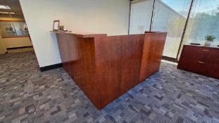 OFFICE RECEPTION AREA DESK AND CABINET