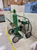 (2)HEAVY-DUTY DUAL CYLINDER WELDING CARTS W/ TOOLBOX, W/ REGULATORS AND MINI TORCHES