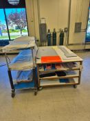 ASSORTED ROLLING CARTS, WIRE SHELVING, AND SHOP SUPPLIES