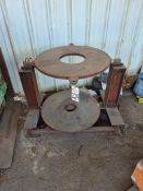 HEAVY-DUTY DUAL-PLATTER HORIZONTAL COIL REEL - 42" DIAMETER PLATTERS AND STEEL FAB SETUP TABLE