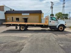 2004 FORD F-650 4X2 FLATBED TRUCK STEEL DIAMOND PLATE DECK, 6.0L POWERSTROKE DIESEL, 26,000 LB GVWR