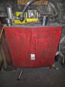 HEAVY-DUTY STEEL DOUBLE-DOOR STORAGE CABINET - RED FINISH, WITH ASSORTED SHOP CONTENTS
