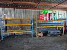 ASSORTED PALLET RACKING AND BARSTOCK STAND WITH CONTENTS
