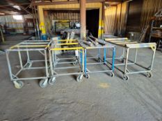 CUSTOM STEEL ROLLING SHOP CARTS - SET OF (4), HEAVY-DUTY CASTERS, WELDED TUBE CONSTRUCTION