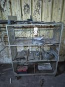 HEAVY-DUTY 3-TIER WIRE MESH ROLLING UTILITY CART - WITH ASSORTED SHOP CONTENTS