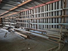 (2) INDUSTRIAL SINGLE-SIDED CANTILEVER RACK SYSTEM FILLED WITH ASSORTED METAL BAR STOCK AND TUBING