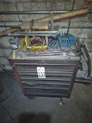 MULTI-DRAWER ROLLING TOOL CABINET SERVICE CART - WITH ASSORTED HAND TOOLS, WRENCHES, AND AIR HOSE