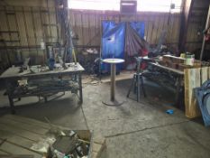 ASSORTED STEEL WELDING TABLES AND PLATFORMS WITH CONTENT *CONTENTS INCLUDED