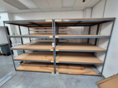 (7) INDUSTRIAL HEAVY-DUTY BOLTLESS RIVET SHELVING - 5-TIER WAREHOUSE STORAGE UNITS WITH WOOD DECKING