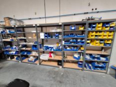 (5) INDUSTRIAL HEAVY-DUTY BOLTLESS RIVET SHELVING - WAREHOUSE STORAGE UNITS WITH WOOD DECKING