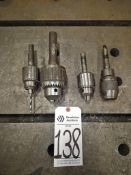 ASSORTED INDUSTRIAL DRILL CHUCKS - (4) KEYED & KEYLESS CHUCKS, MORSE TAPER SHANKS