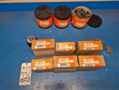 WALTER SURFACE TECHNOLOGIES ASSORTED GRINDING & CUTTING WHEELS BULK LOT WITH STORAGE TUBS