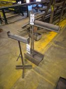 CUSTOM HEAVY-DUTY ADJUSTABLE MATERIAL ROLLER STANDS - PAIR, STEEL ROLLERS, WELDED BASE