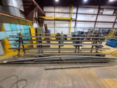 HEAVY-DUTY CANTILEVER STEEL STORAGE RACK - MULTI-TIER FILLED WITH ASSORTED BAR STOCK CONTENT