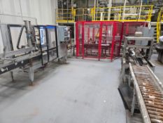 CASE ERECTOR, FILLING & TAPING SYSTEM W/ WEXXAR WF-20T, BEL 250, CONVEYOR & FLEXICELL ROBOT FILLER