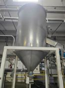 600 GALLON STAINLESS STEEL CONICAL HOPPER/TANK W/ STRUCTURAL STAND