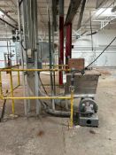 DAYTON 4C329 INDUSTRIAL BLOWER AND STAINLESS STEEL MATERIAL HOPPER STATION