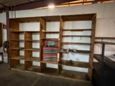HUGE SHOP WALL STORAGE SHELVING – 12FT WIDE X 8FT TALL NO BACK