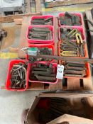 ASSORTED MOLD CLAMPS AND SETUP HARDWARE WITH STORAGE BINS