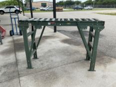 HYTROL HEAVY-DUTY STEEL GRAVITY ROLLER CONVEYOR SECTION WITH ADJUSTABLE H-STANDS