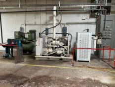 GARDNER DENVER EDFQLB 75 HP ROTARY SCREW AIR COMPRESSOR AND REFRIGERATED AIR DRYER