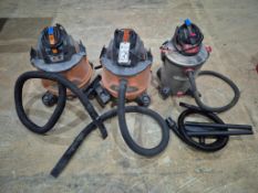 ASSORTED WET/DRY SHOP VACUUMS - LOT OF (3) UNITS WITH HOSES & ACCESSORIES