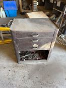 VINTAGE TOOL BOX WITH OLD DIAGNOSTIC TOOLS & EQUIPMENT