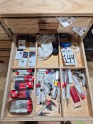 SHOPSABRE PRO 408 CNC ROUTER TOOLING LOT - ASSORTED BITS, COLLETS, INSERT KNIVES