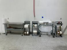 ASSORTED ROLLING SHIPPING CARTS AND STAINLESS STEEL TABLE