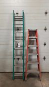 LOUISVILLE 6' FIBERGLASS STEPLADDER AND KELLER 16' FIBERGLASS EXTENSION LADDER