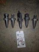 ASSORTED CAT40 TAPER TOOL HOLDERS - LOT OF 5 PIECES, INCLUDES PULL STUDS
