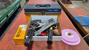 WESTWARD TOOL BOX WITH ASSORTED TOOLING INSERTS, PRECISION BRAND BRASS SHIM, BAY STATE ABRASIVES
