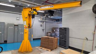 HSI 1 TON PILLAR JIB CRANE W/ YALE ELECTRIC CHAIN HOIST
