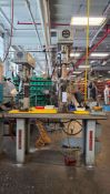 REYNOLDS MULTI-SPINDLE PRODUCTION BENCH WITH CLAUSING DRILL HEADS AND PROCUNIER TAPPING ATTACHMENT
