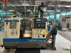 2002 OKUMA CAPTAIN L370 CNC TURNING CENTER, SMW ULTIMATE CHUCK, ROYAL MIST COLLECTOR, TURBO CONVEYOR